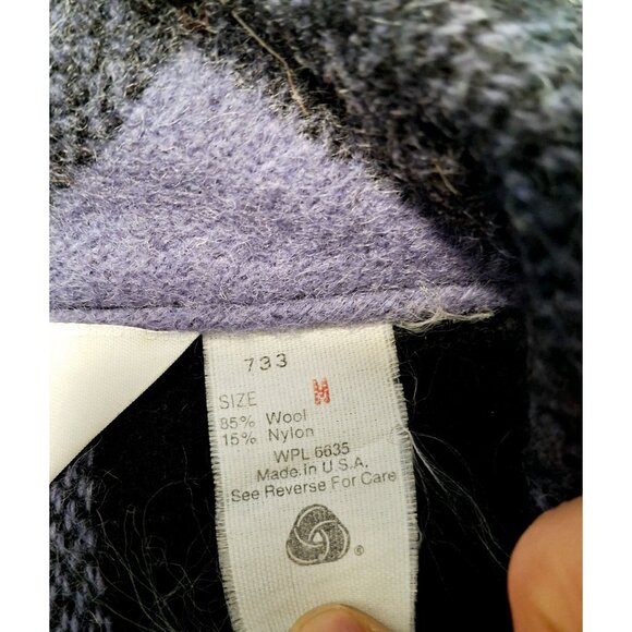 Woolrich Womens Plaid Wool Blend Vest W/ Shawl Collar Black & Purple Size M Cozy - Picture 8 of 9